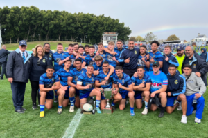 2022 Peter Mulholland Cup (NSW/VIC/ACT) competition winners Patrician Brothers' College Fairfield celebrate their victory
